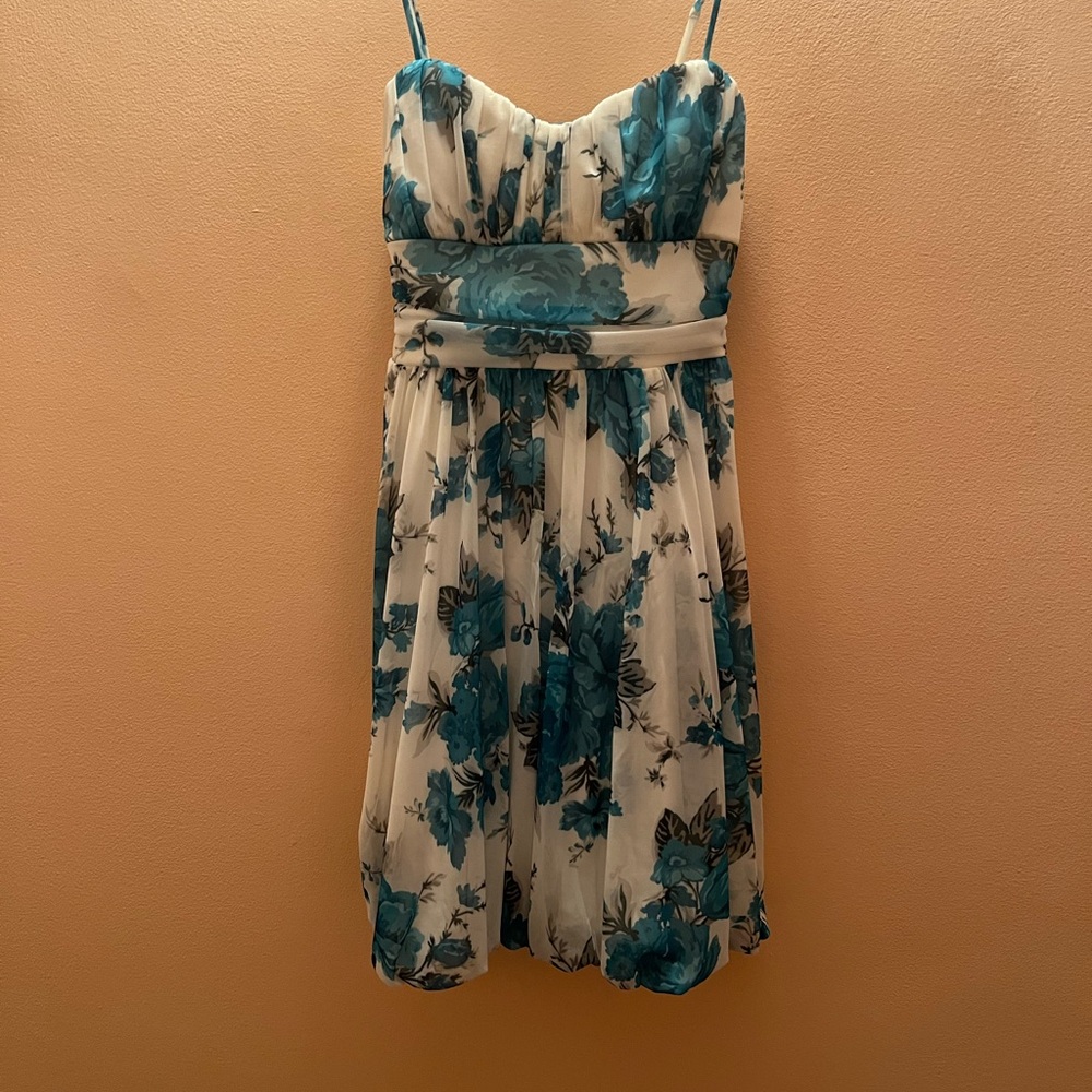 Speechless Teal and White Floral Dress